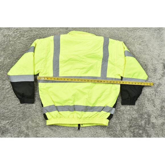 American Worker Green Bomber Jacket Nylon Medium ANSI Class III Safety Jacket - Picture 5 of 9